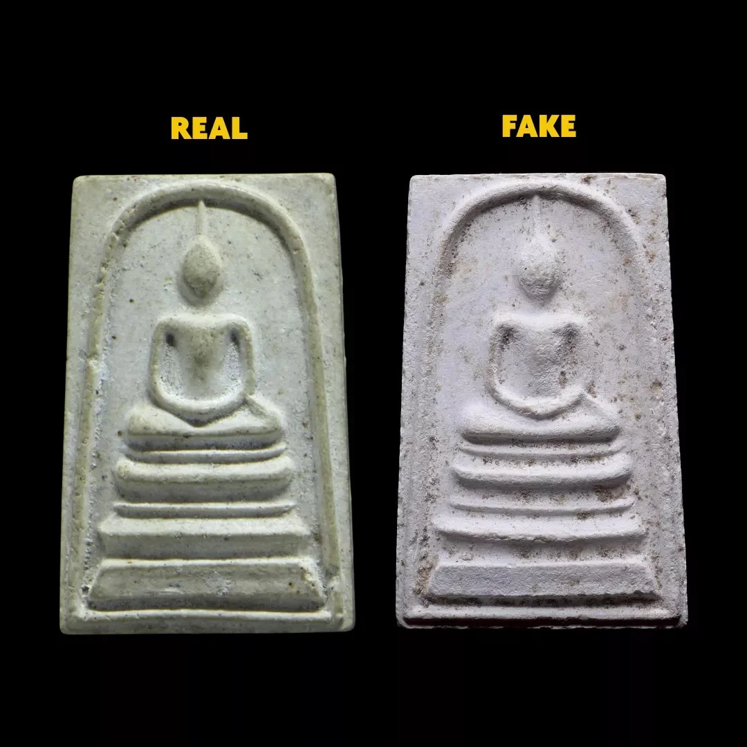 Phra Somdej Pim Thansen Lang Luang Phor Pae B.E. 2517 –  Authentic vs. Counterfeit